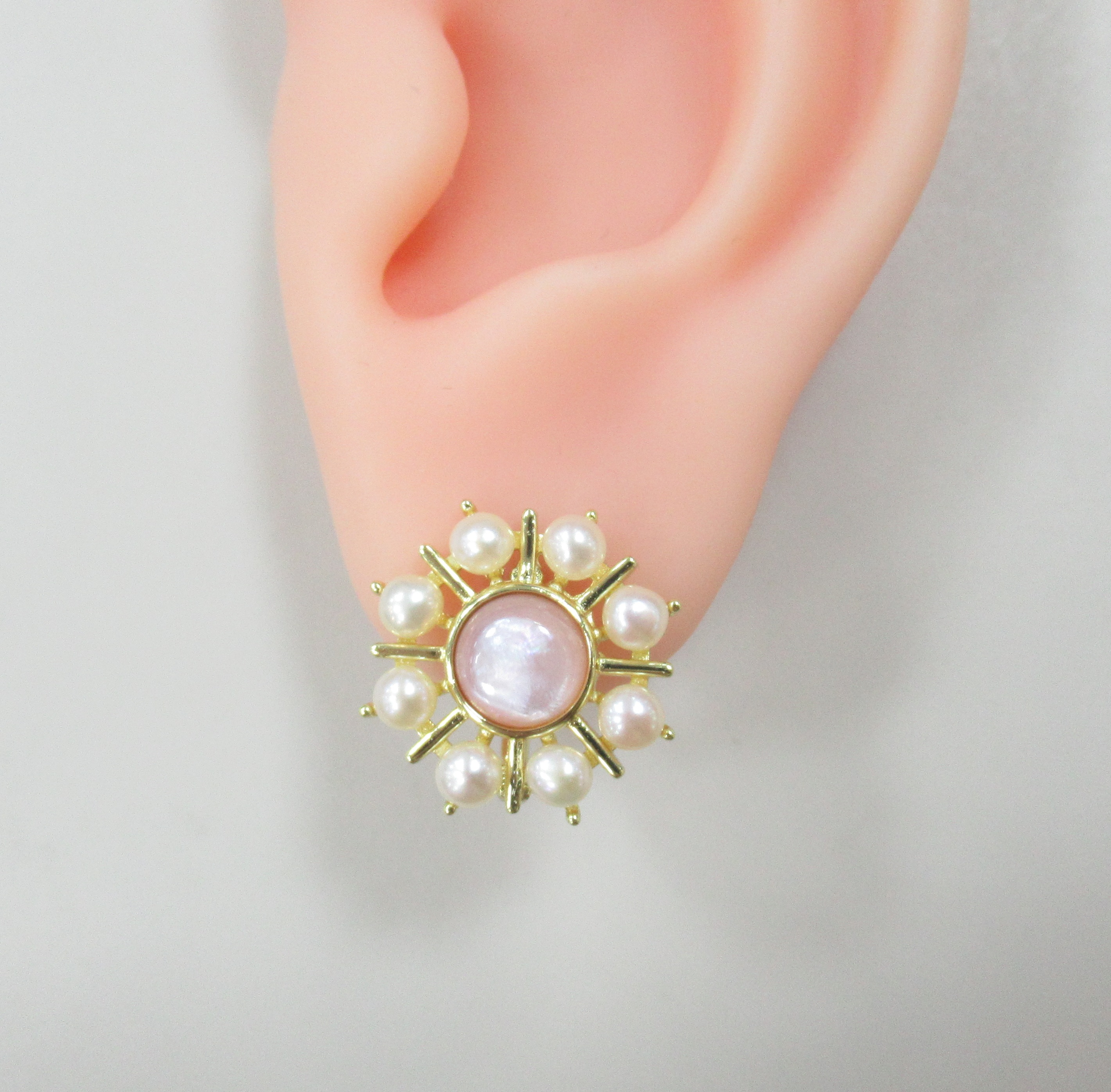 Серебряные серьги с перламутром и жемчугом